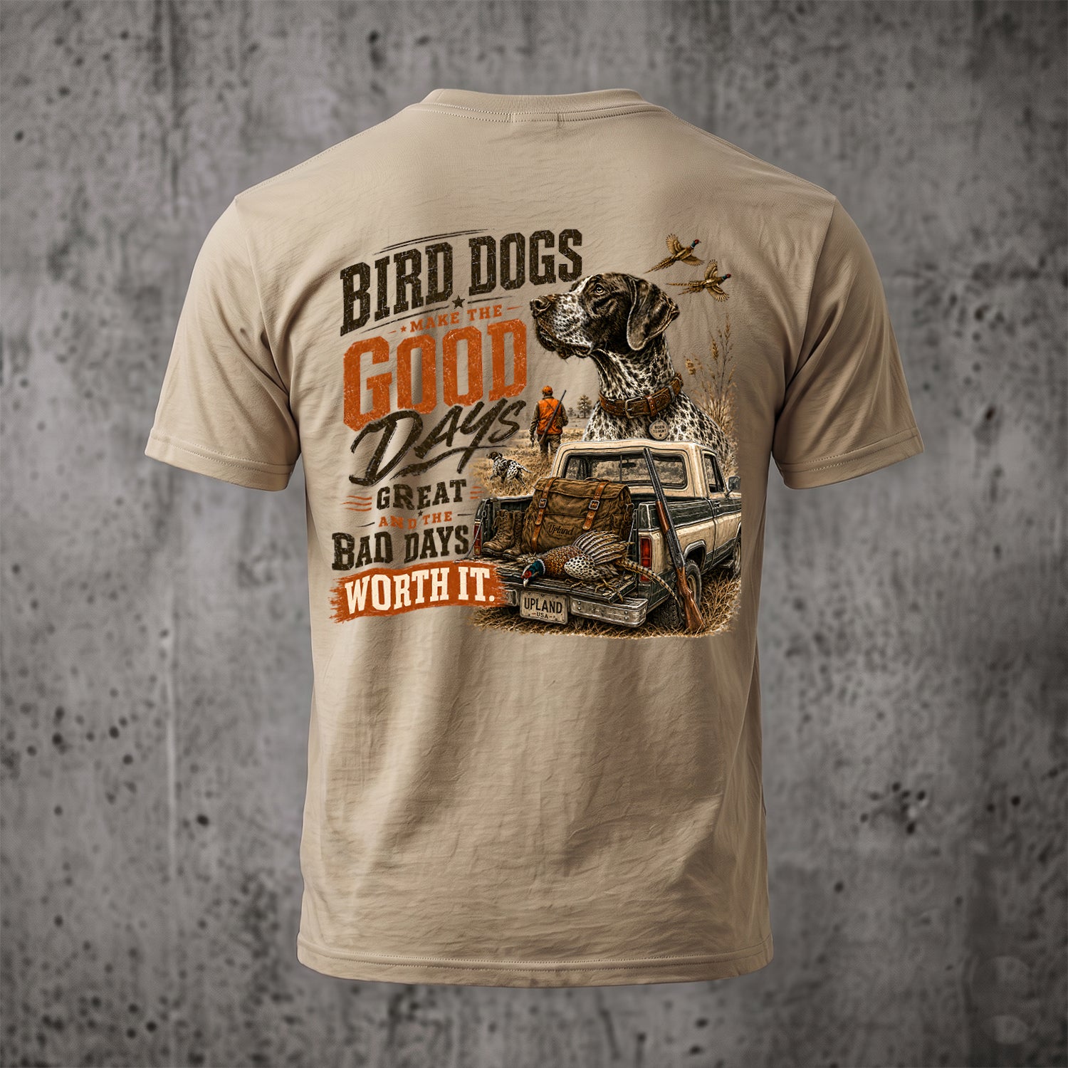 Upland Pheasant Hunting - Back Graphic T-Shirt PHCT1065