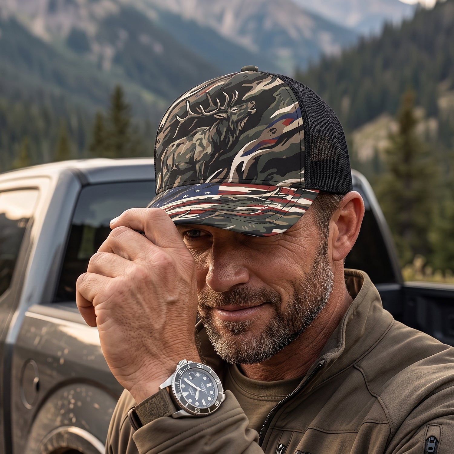 Elk Hunting - Outdoor Mesh Cap EHMC1008