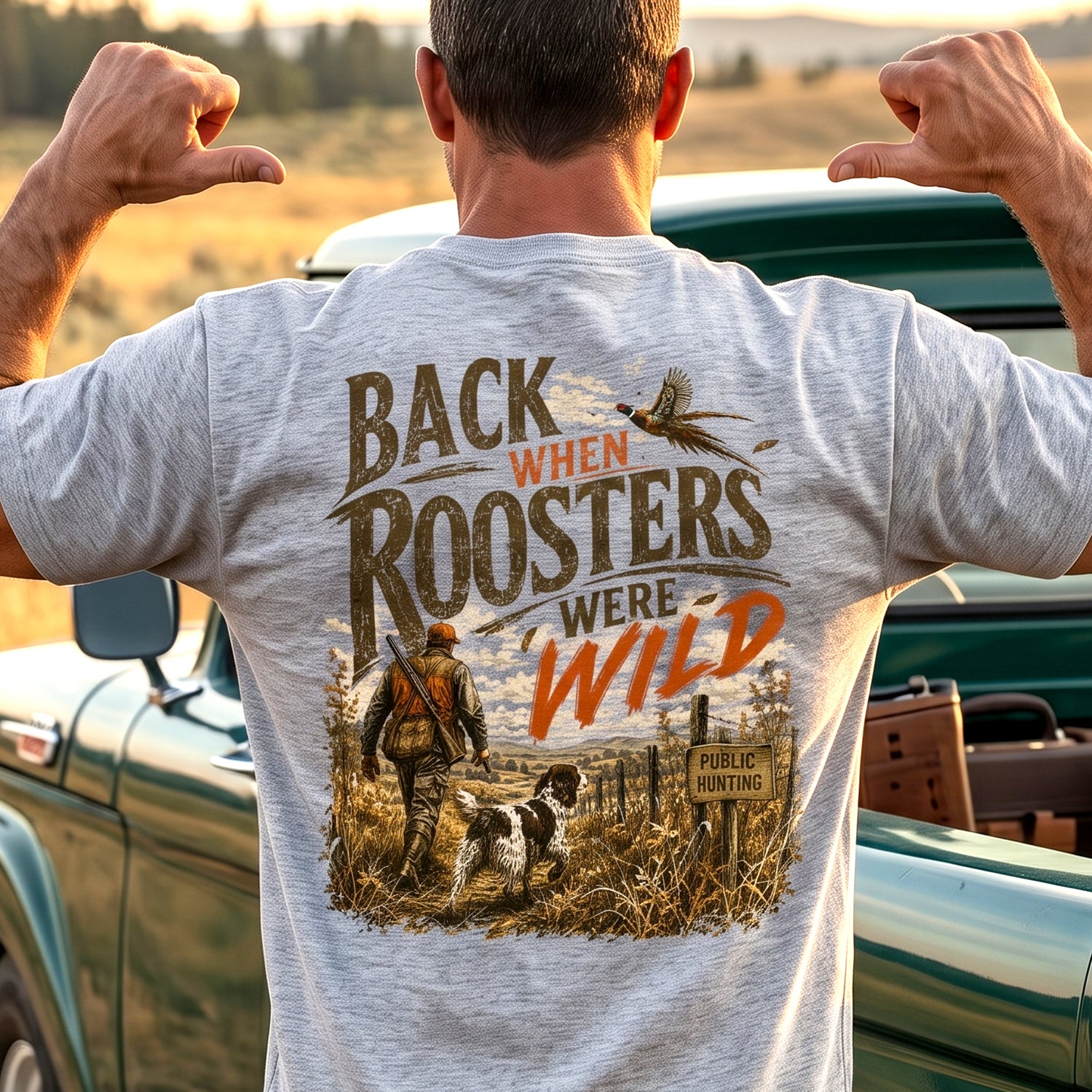Upland Pheasant Hunting - Back Graphic T-Shirt PHCT1067