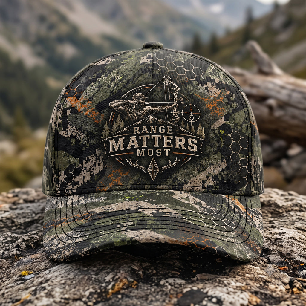 Range Matters Most Archer Crest Hex Camo Classic Cap front