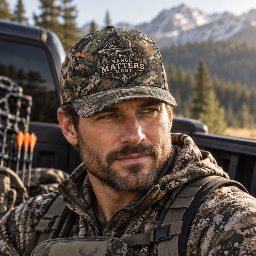 Range Matters Most Archer Crest Hex Camo Classic Cap on body