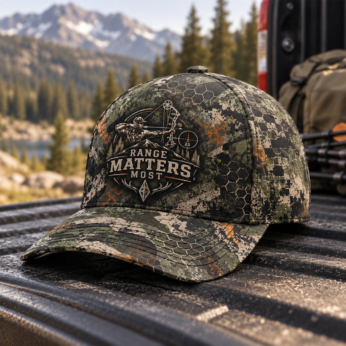 Range Matters Most Archer Crest Hex Camo Classic Cap side