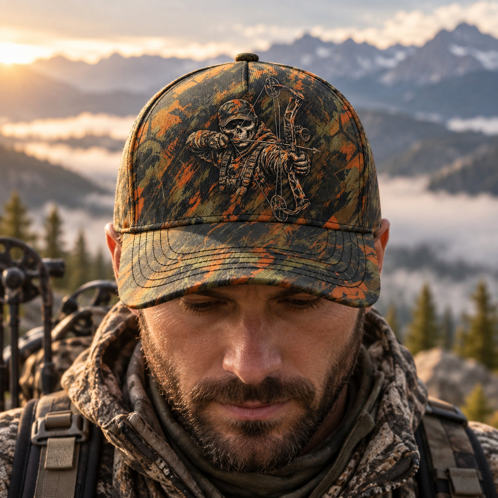 Reaper Draw Blaze Timber Camo Classic Cap worn outdoors