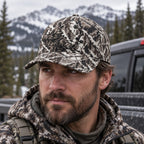 Snow Break Drawn Archer Classic Cap worn outdoors