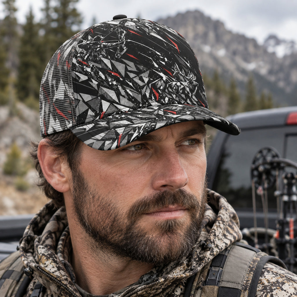 Shattered Ridge Elk Mesh Cap 2.0 worn outdoors