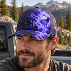 Violet Current Archer Mesh Cap 2.0 worn outdoors