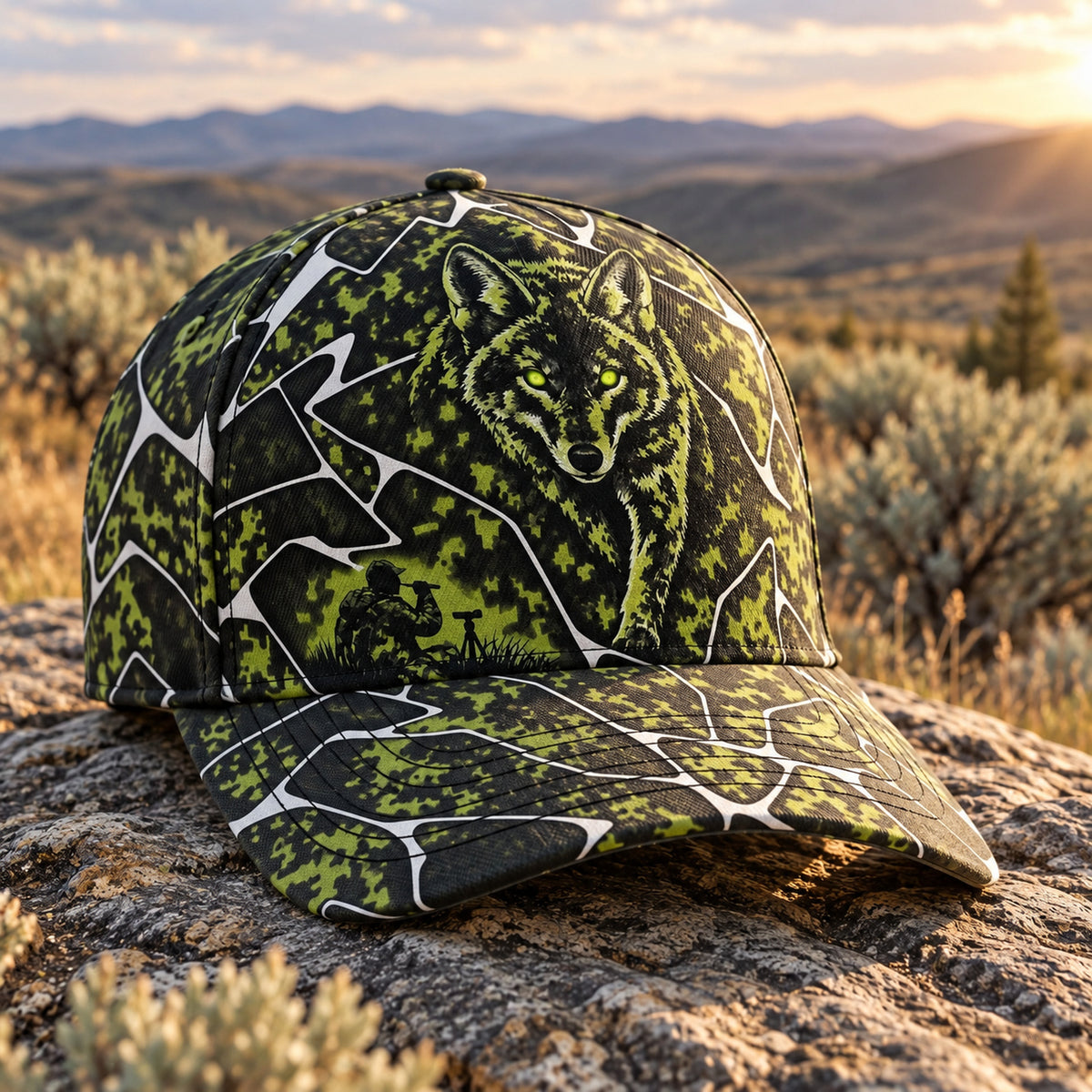 Green Camo Coyote Classic Cap side view