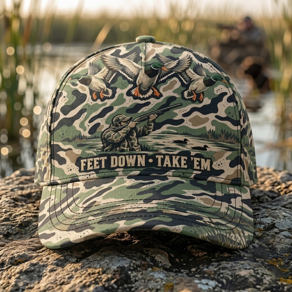 Feet Down Take Em Wingbeat Camo Classic Cap front