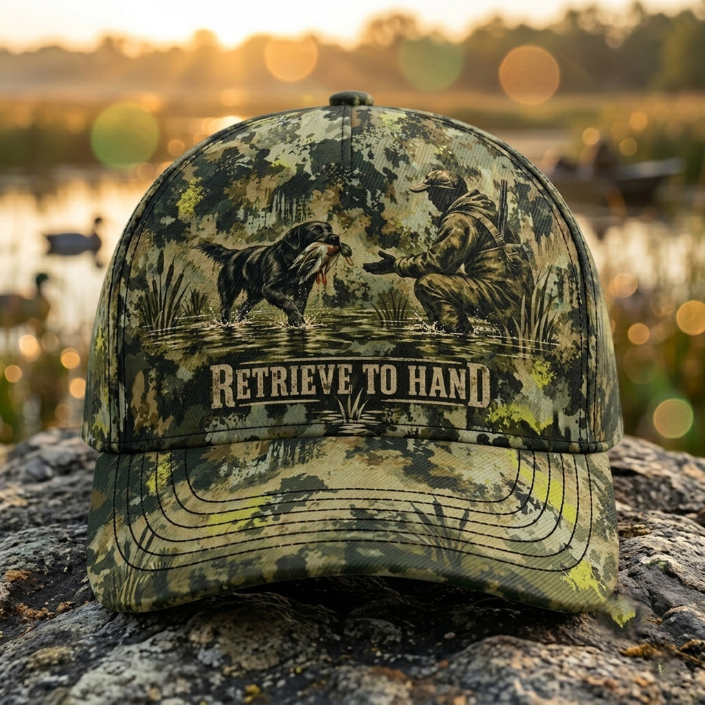 Retrieve To Hand Flooded Timber Camo Classic Cap front