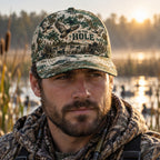 In The Hole Marsh Digital Camo Classic Cap worn outdoors