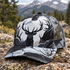 Winter Crown Bull Mesh Cap 2.0 side view showing the all-over print mesh