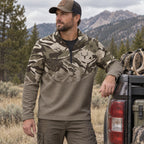 Ridge Elk Silhouette Camo Waffle Quarter-Zip Pull Over detail