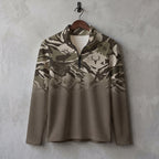 Ridge Elk Silhouette Camo Waffle Quarter-Zip Pull Over front
