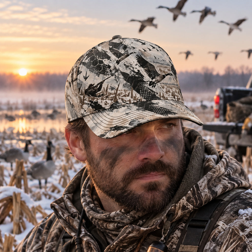Snow Corn Honker Classic Cap worn outdoors
