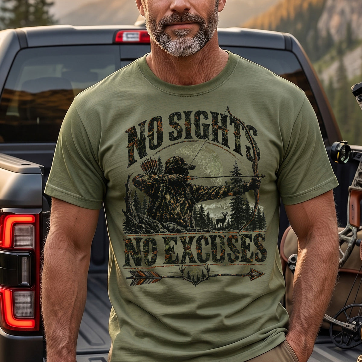 No Sights No Excuses - Military Green on body