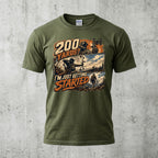 200 Yards Just Getting Started Bowhunting T-Shirt - Military Green