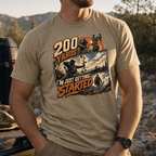 200 Yards Just Getting Started Bowhunting T-Shirt worn on-body