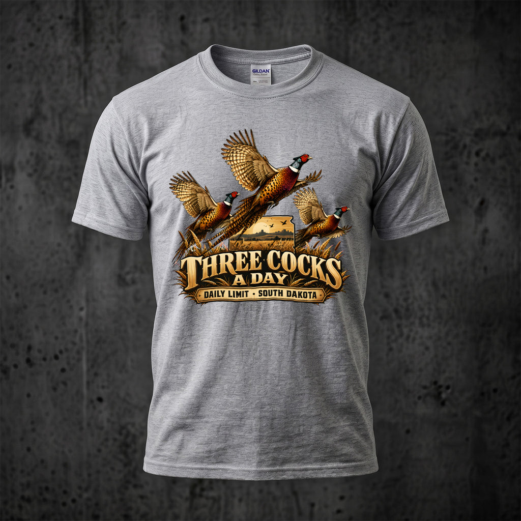 Pheasant Three Cocks A Day Outdoor Cotton T-Shirt - PHCT1093