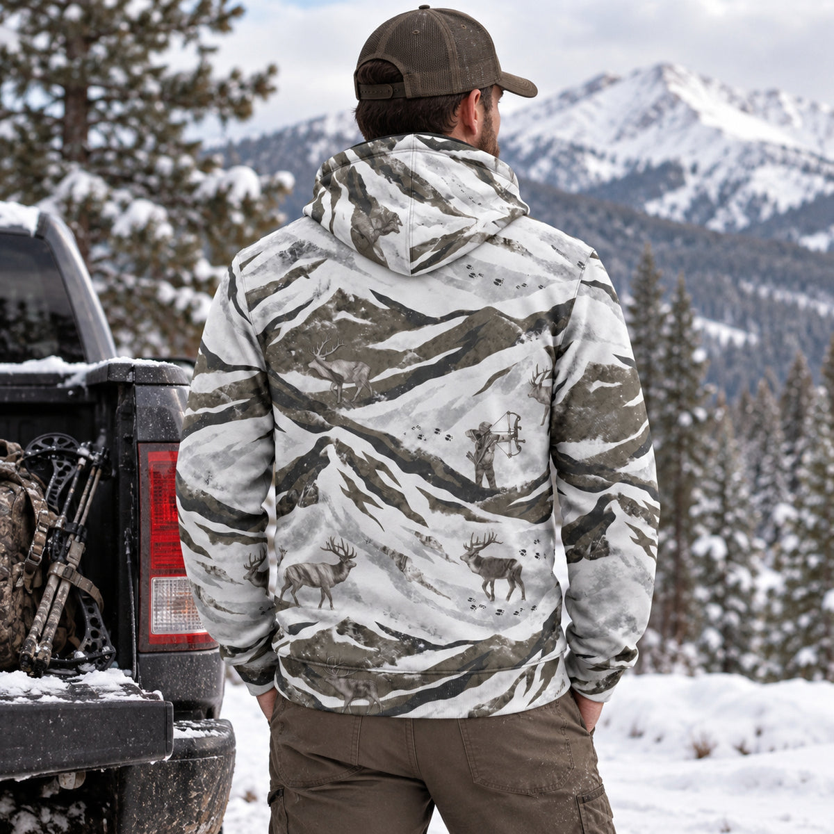 Elk Hunting Frost Mountain Field Hoodies - EHFH1001