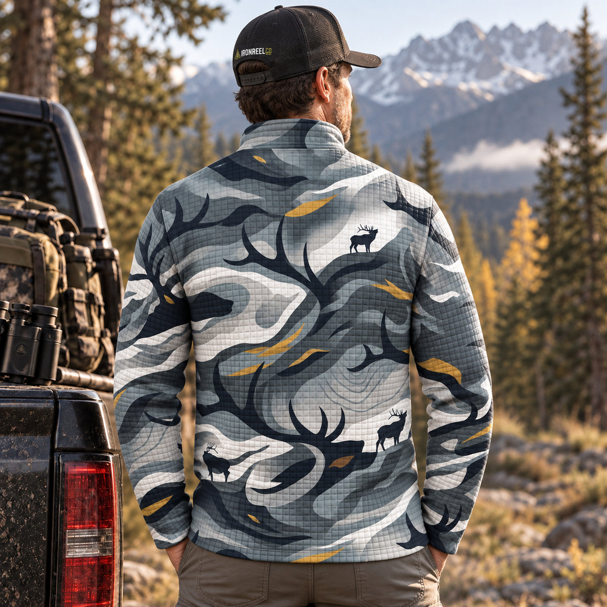 Elk Flow Alter Camo Waffle Quarter-Zip Pull Over - EHQZS1002