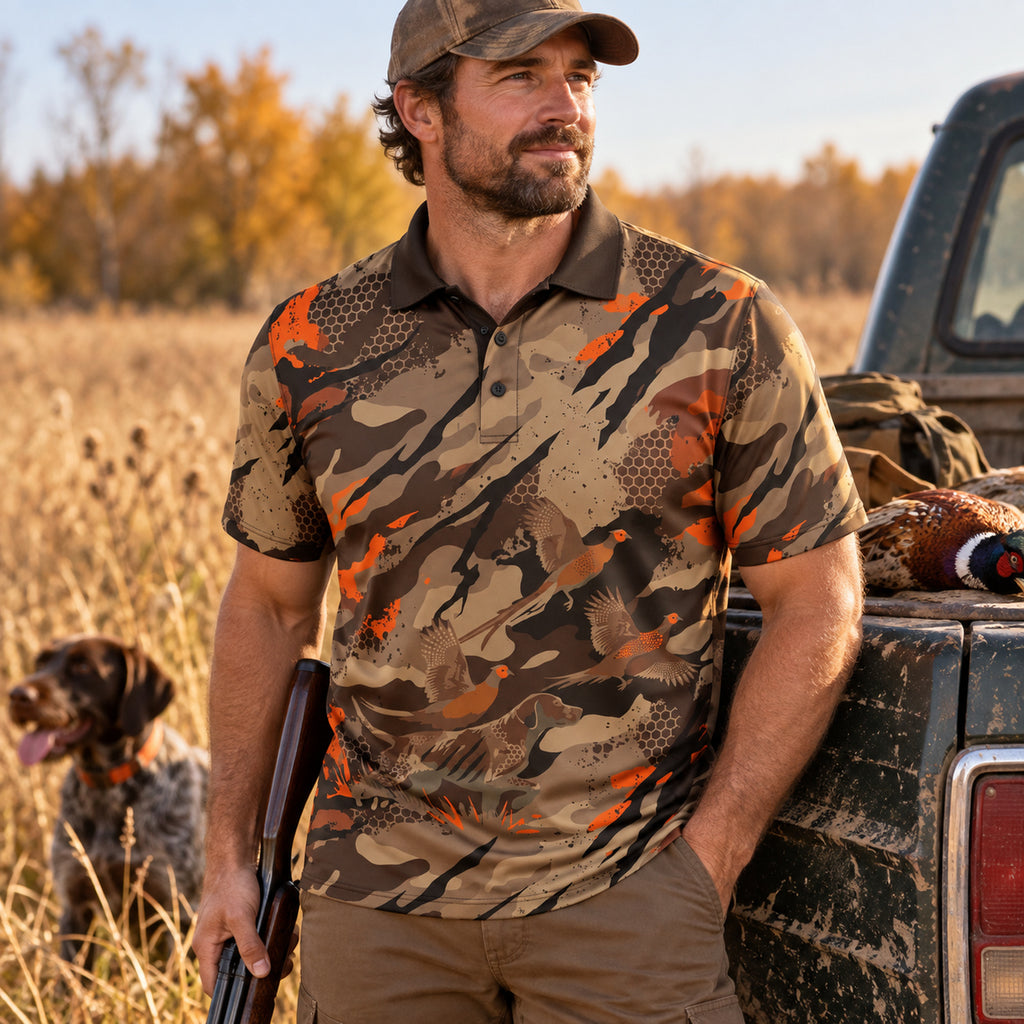Upland Duo Dog Hunter Camo Polo Shirt - PHPLNQ1009