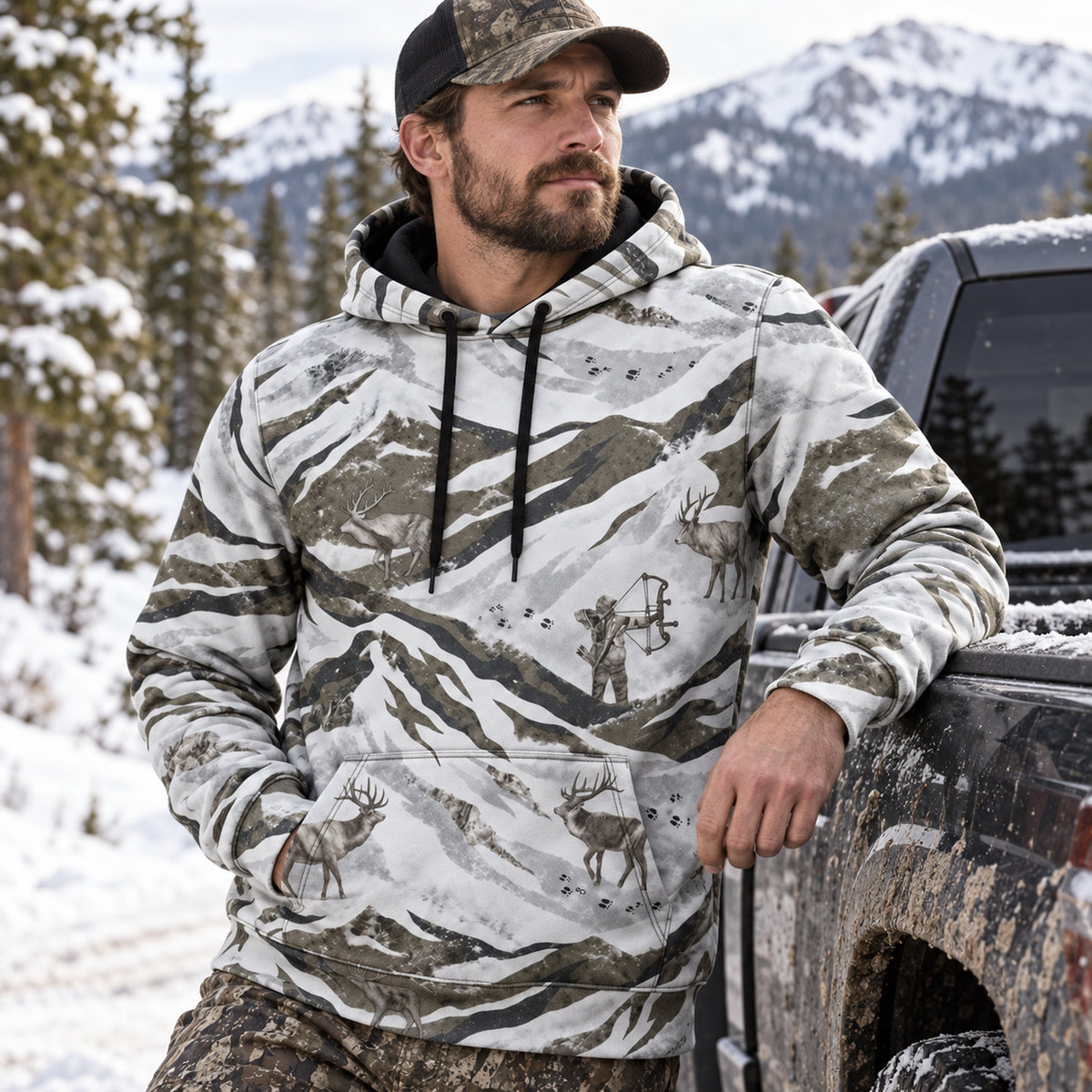 Elk Hunting Frost Mountain Field Hoodies - EHFH1001