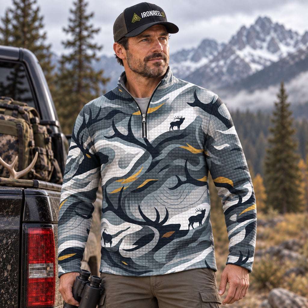 Elk Flow Alter Camo Waffle Quarter-Zip Pull Over - EHQZS1002