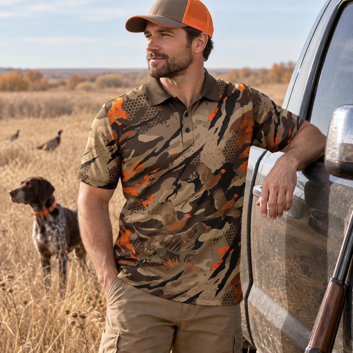 Upland Duo Dog Hunter Camo Polo Shirt - PHPLNQ1009