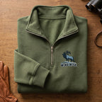 Wind Wise Elk Embroidered Quarter-Zip Sweatshirt - EHEQZ1006
