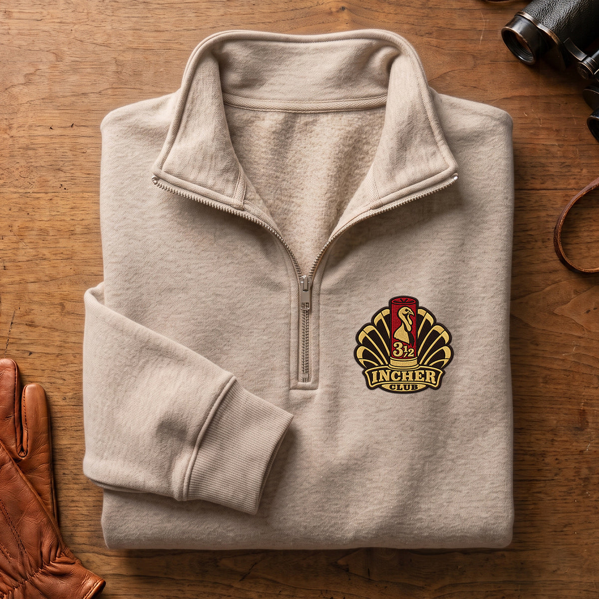 3.5 Incher Club Turkey Embroidered Quarter-Zip Sweatshirt - THEQZ1002