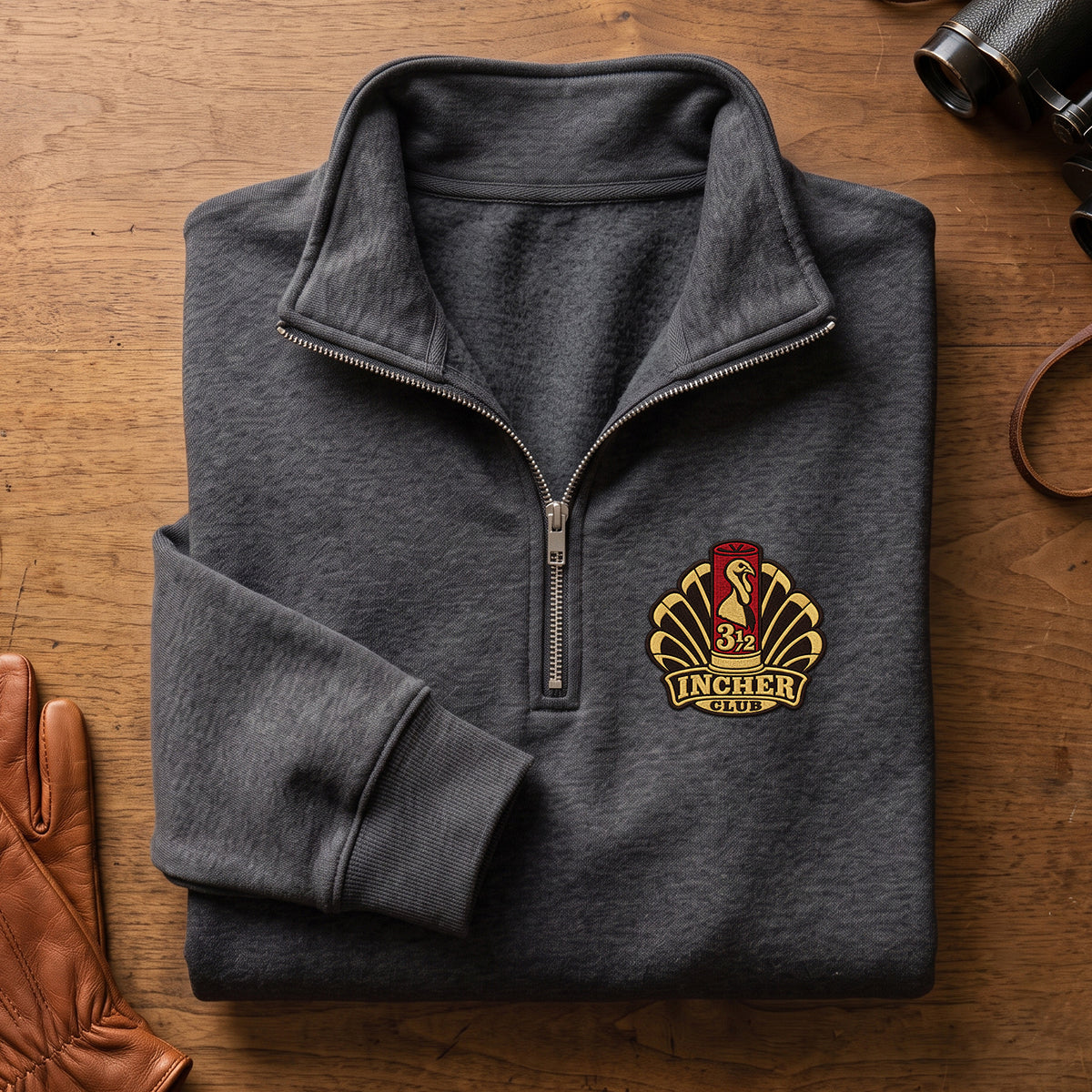3.5 Incher Club Turkey Embroidered Quarter-Zip Sweatshirt - THEQZ1002
