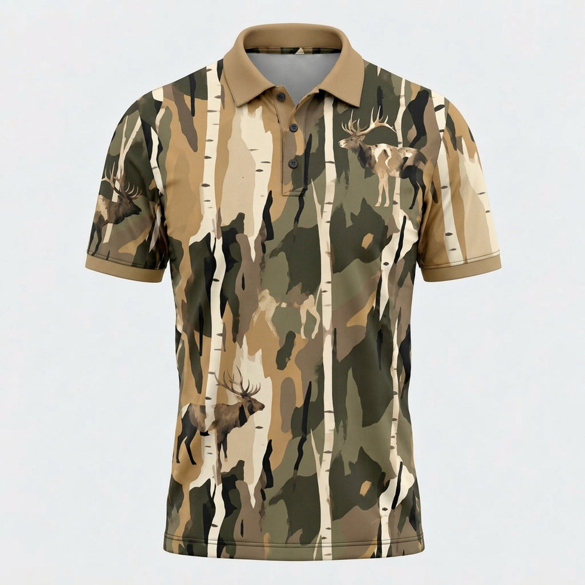Autumn Timber Elk Camo Polo Shirt - BHPLNQ1033