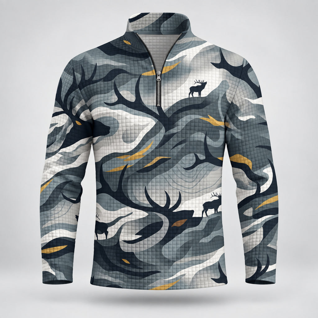 Elk Flow Alter Camo Waffle Quarter-Zip Pull Over - EHQZS1002