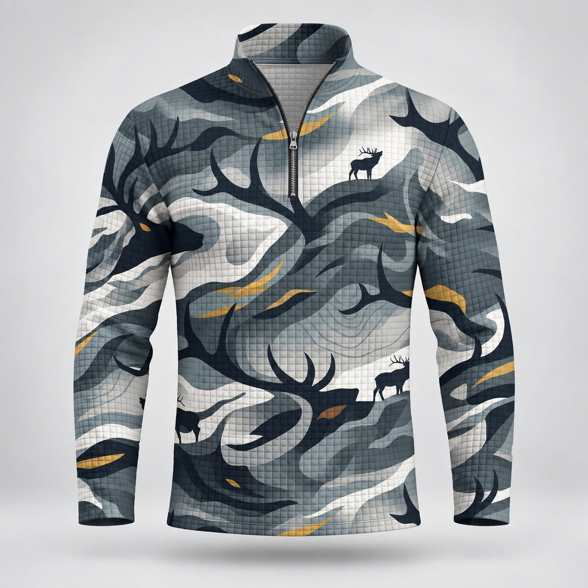Elk Flow Alter Camo Waffle Quarter-Zip Pull Over - EHQZS1002
