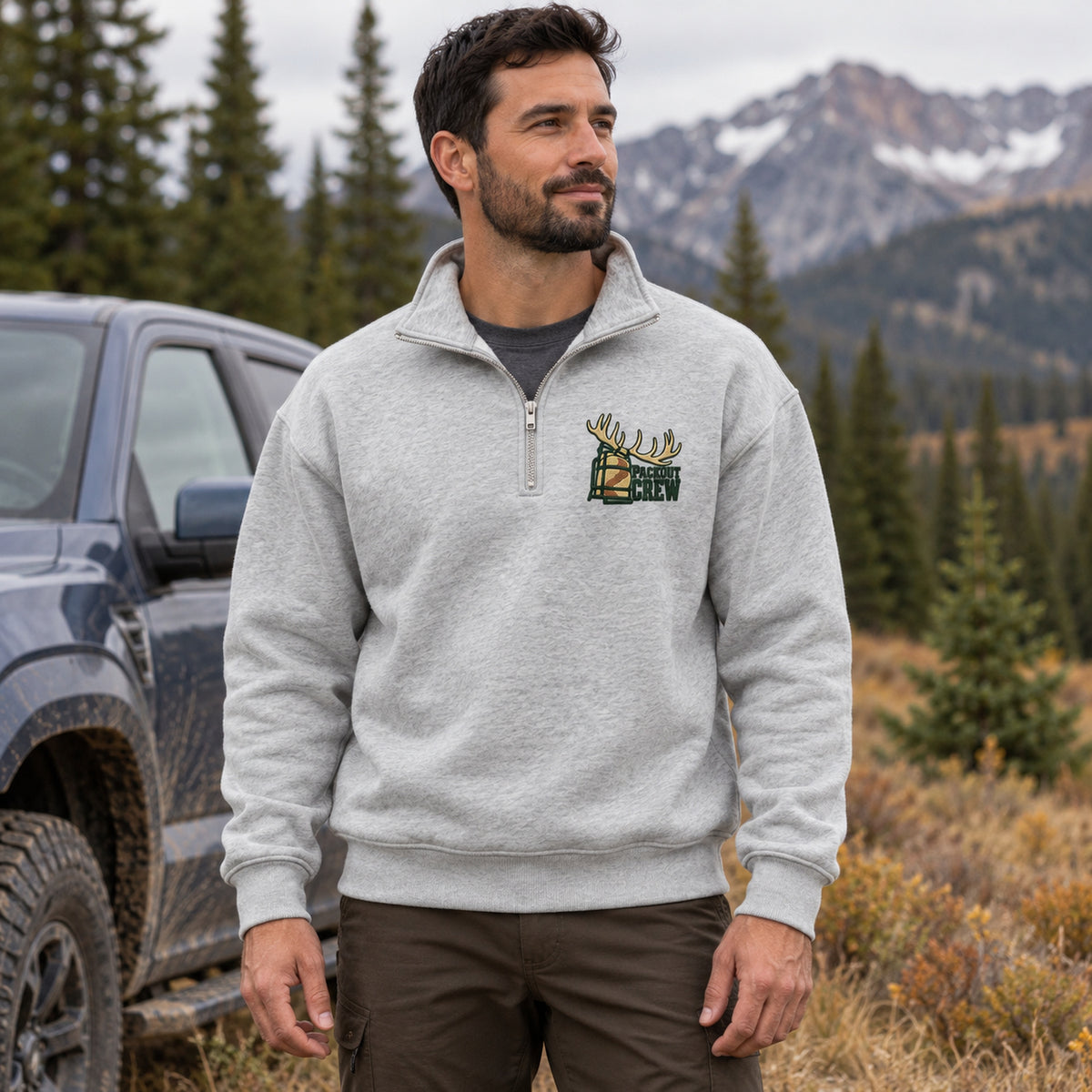 Packout Crew Elk Embroidered Quarter-Zip Sweatshirt - EHEQZ1002