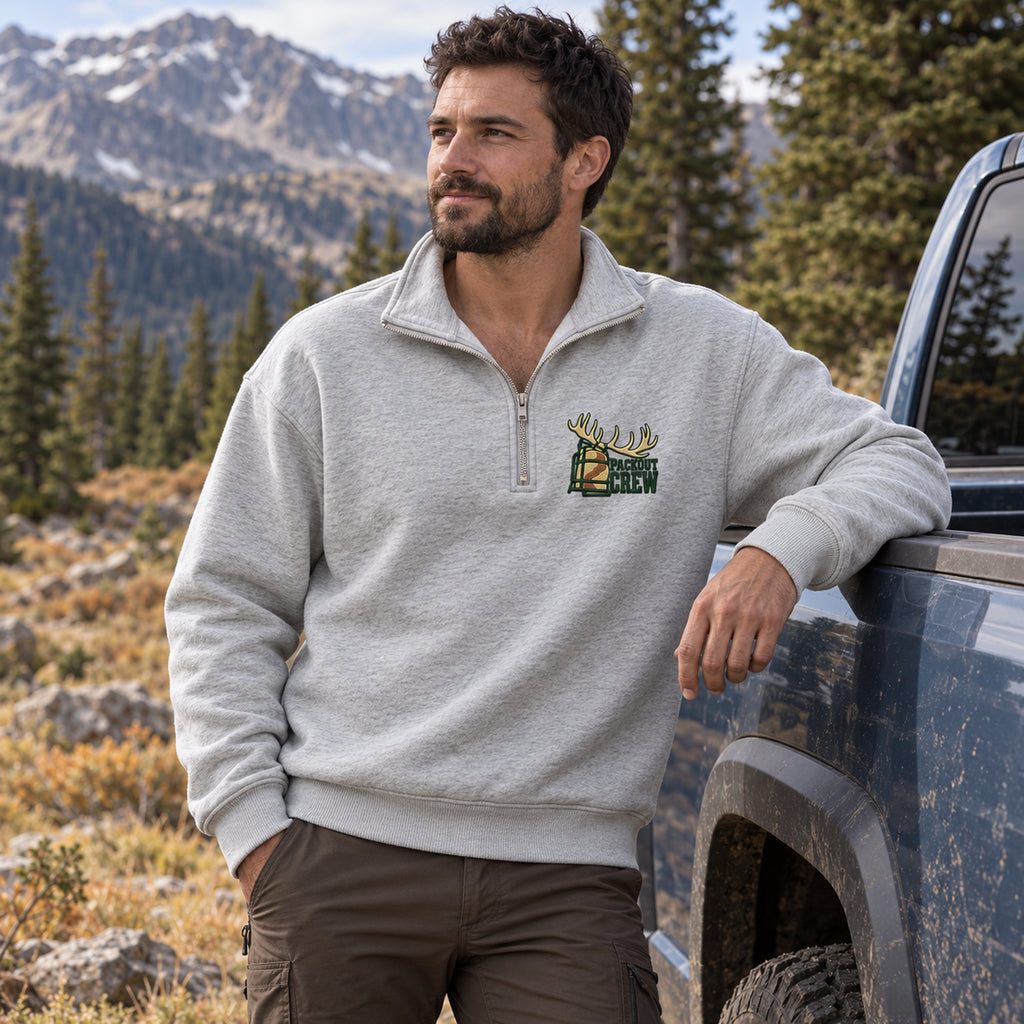 Packout Crew Elk Embroidered Quarter-Zip Sweatshirt - EHEQZ1002