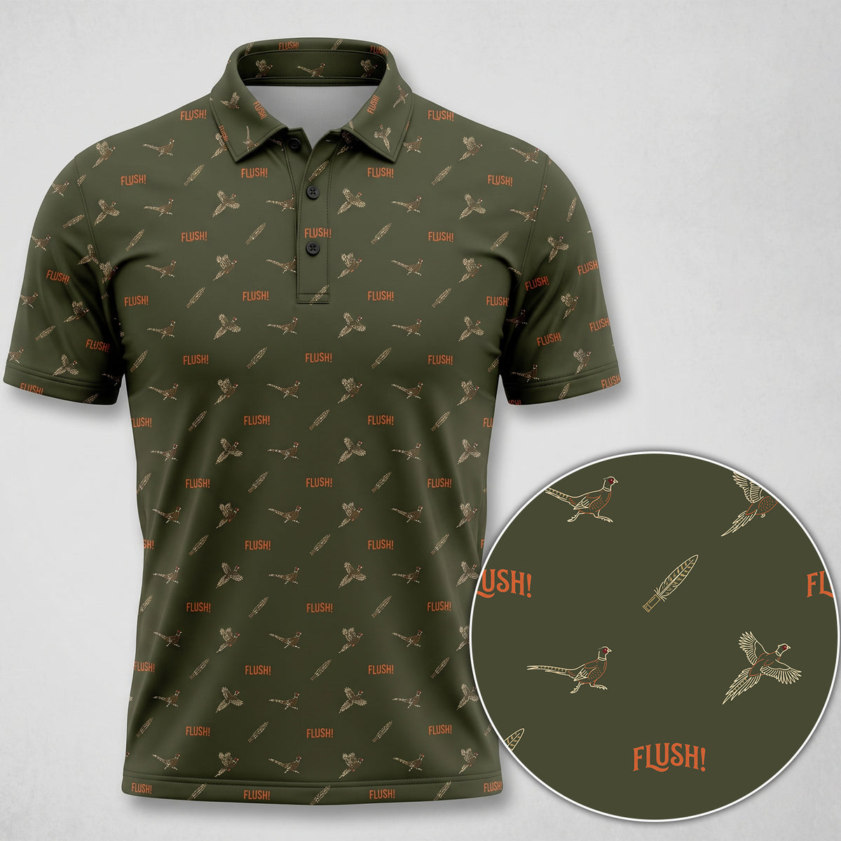 Pheasant Rise Olive Polo Shirt - PHPL1031