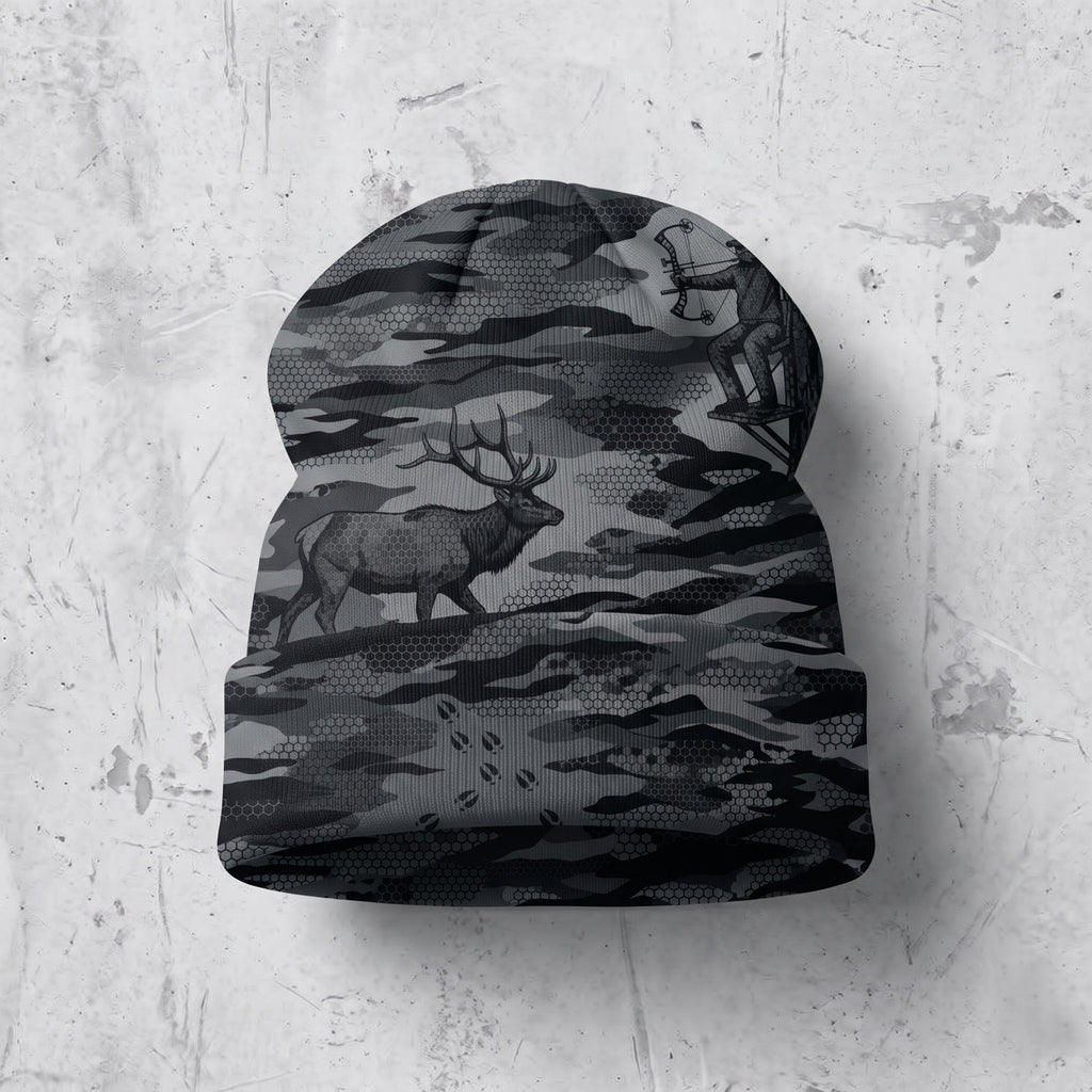 Shadow timber elk camo knit beanie, full product view
