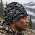 Hunter wearing the beanie, side view