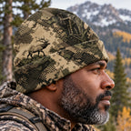 Hunter wearing the beanie, side view