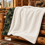 Olive Timber Bowhunt Fleece Blanket sherpa back