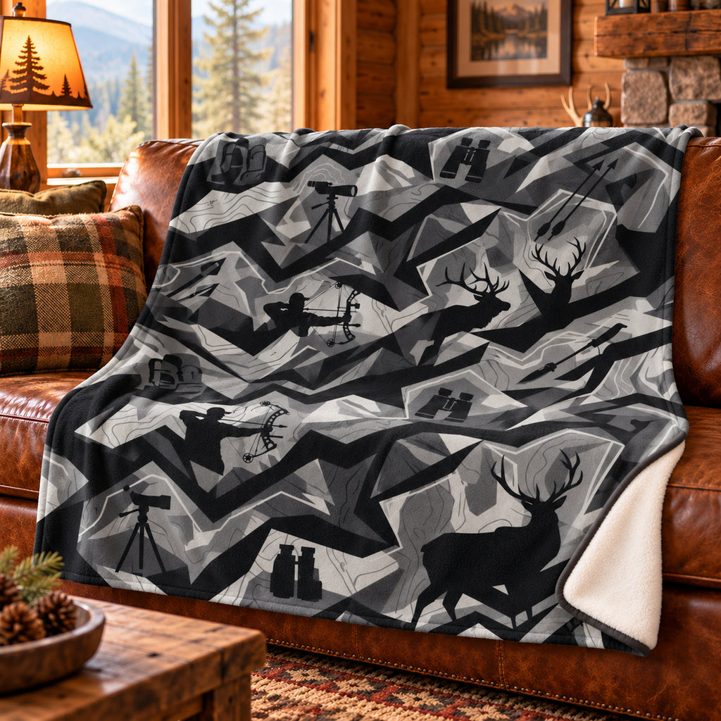 Shadow Ridge Glassing Fleece Blanket draped on a couch
