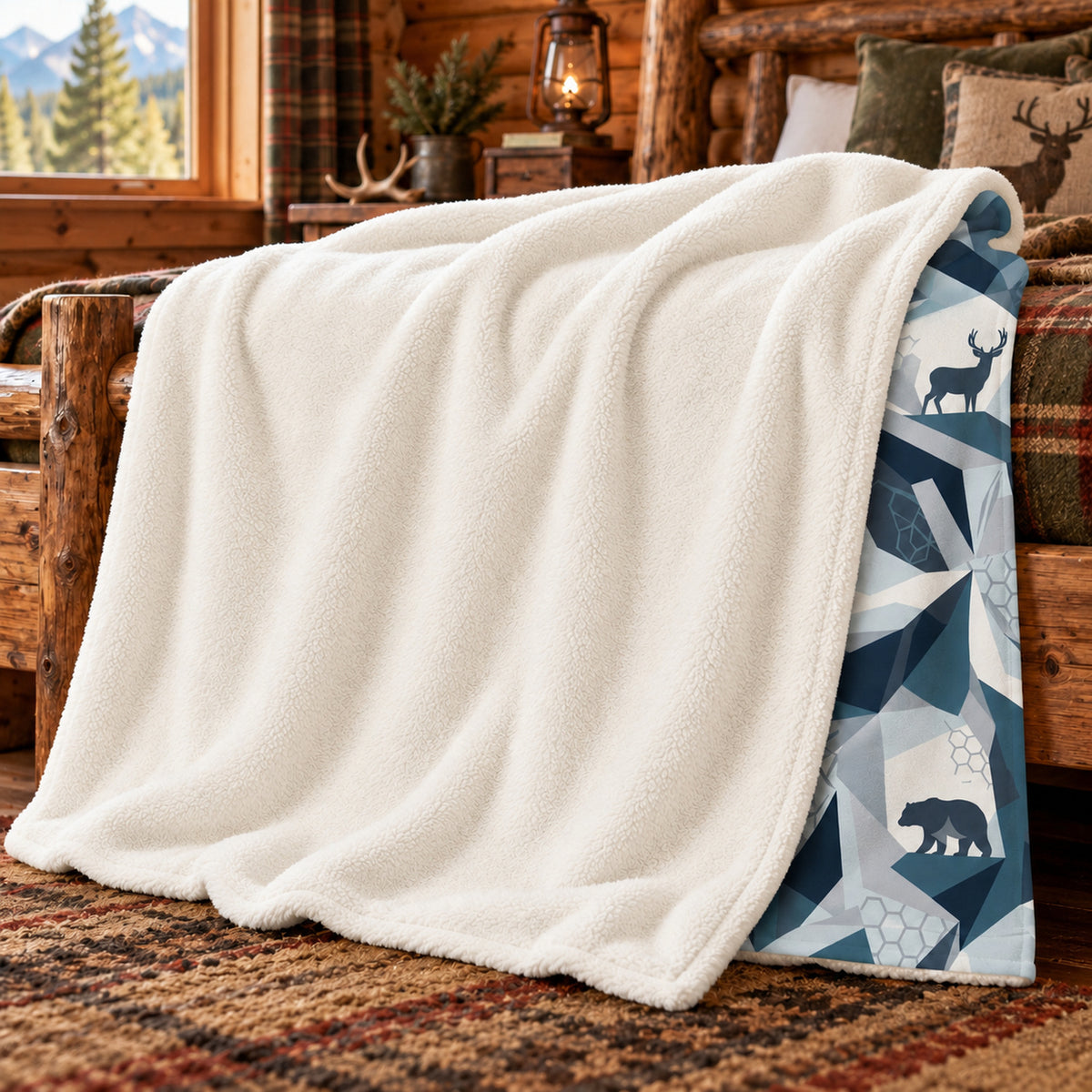 Alpine Facet Backcountry Fleece Blanket sherpa back