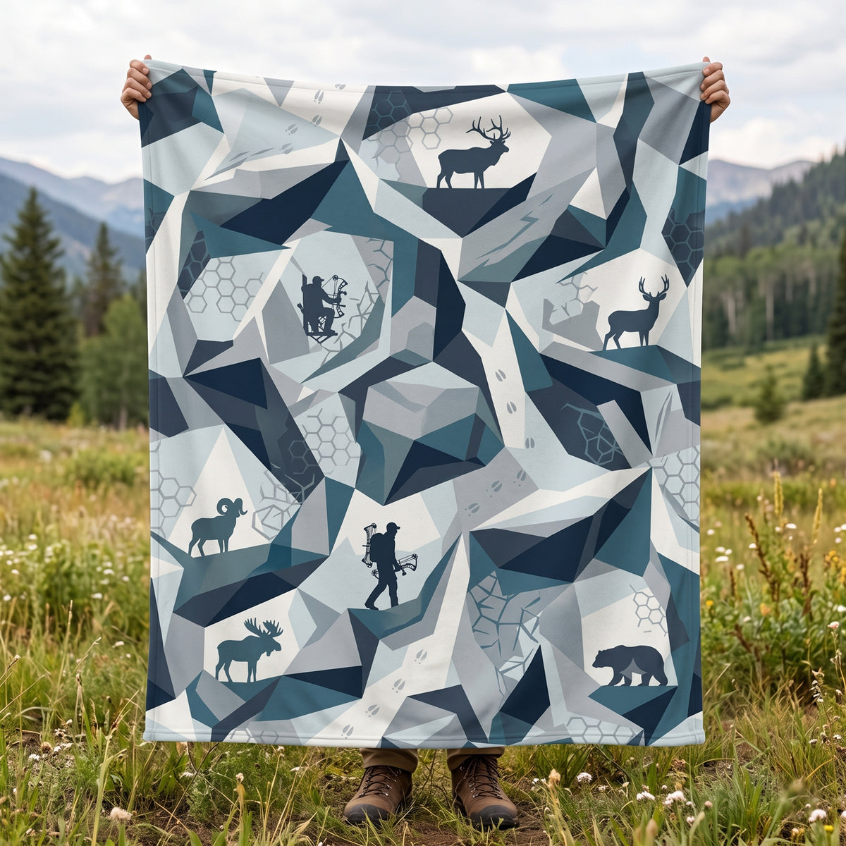 Alpine Facet Backcountry Fleece Blanket full print front