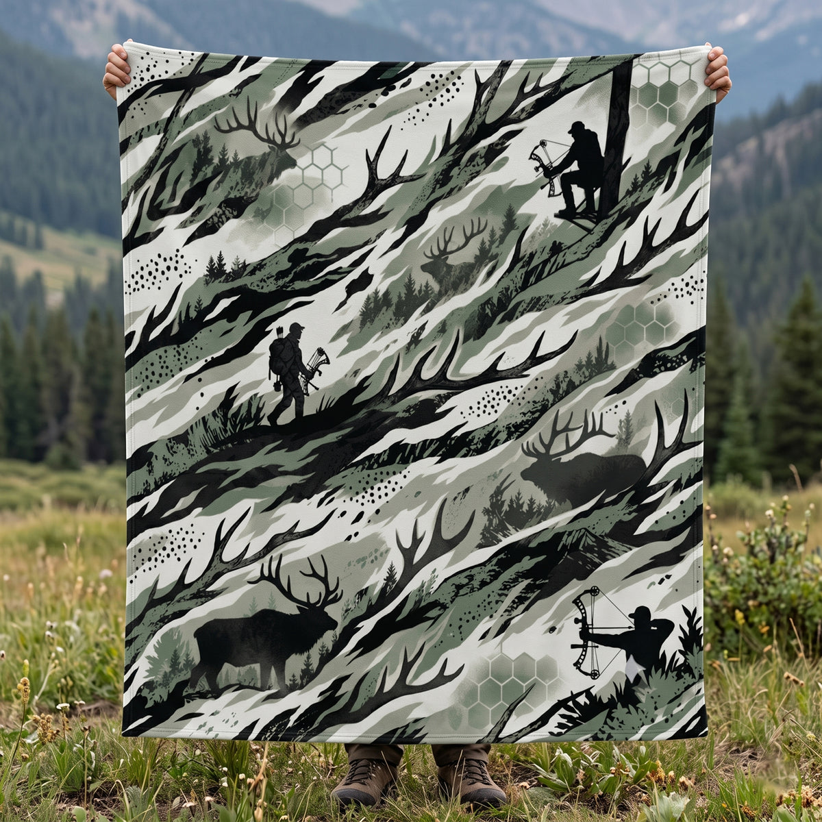 Sage Grass Draw Fleece Blanket full print front