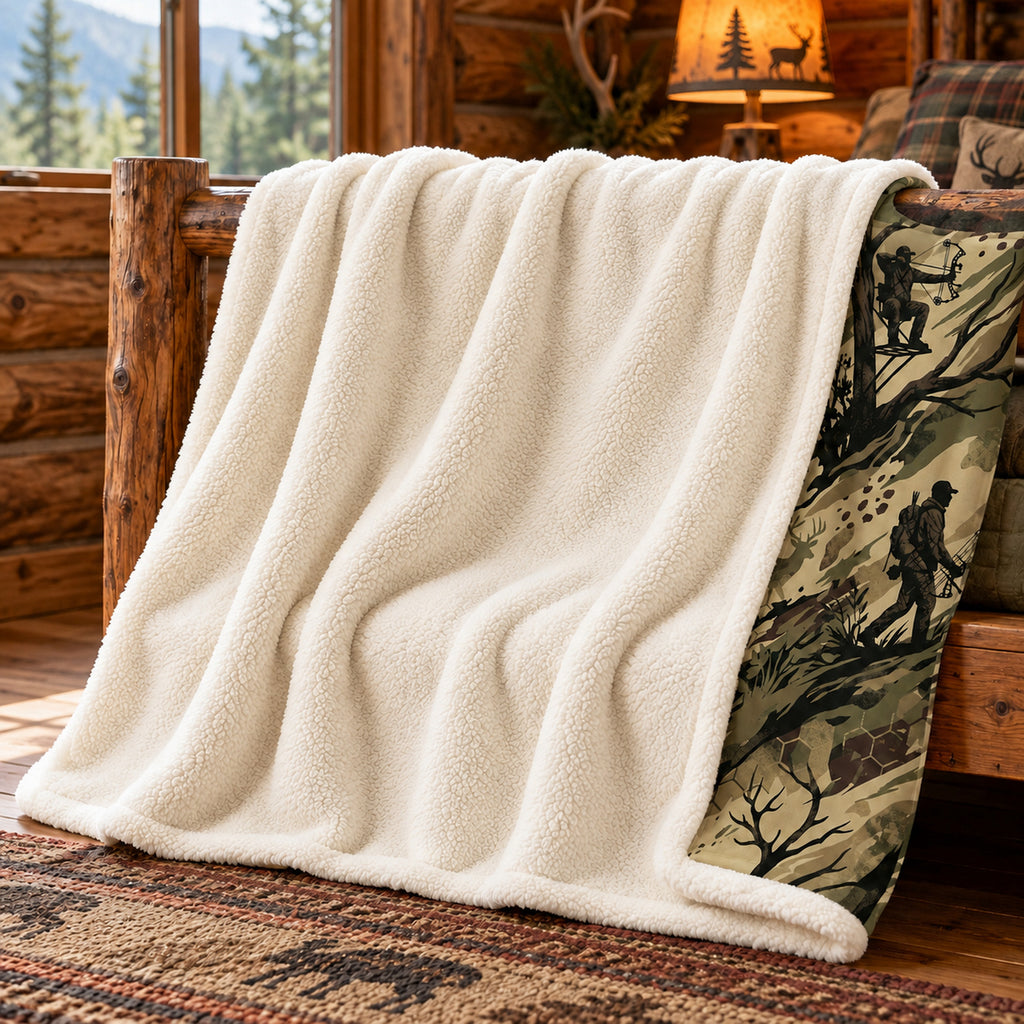 Hex Grass Stalk Fleece Blanket sherpa back