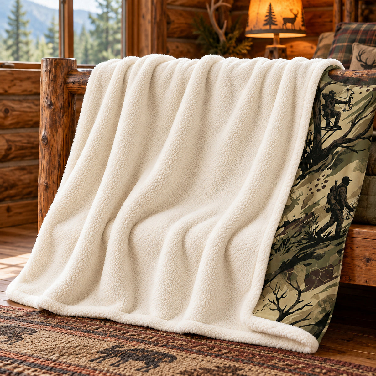 Hex Grass Stalk Fleece Blanket sherpa back