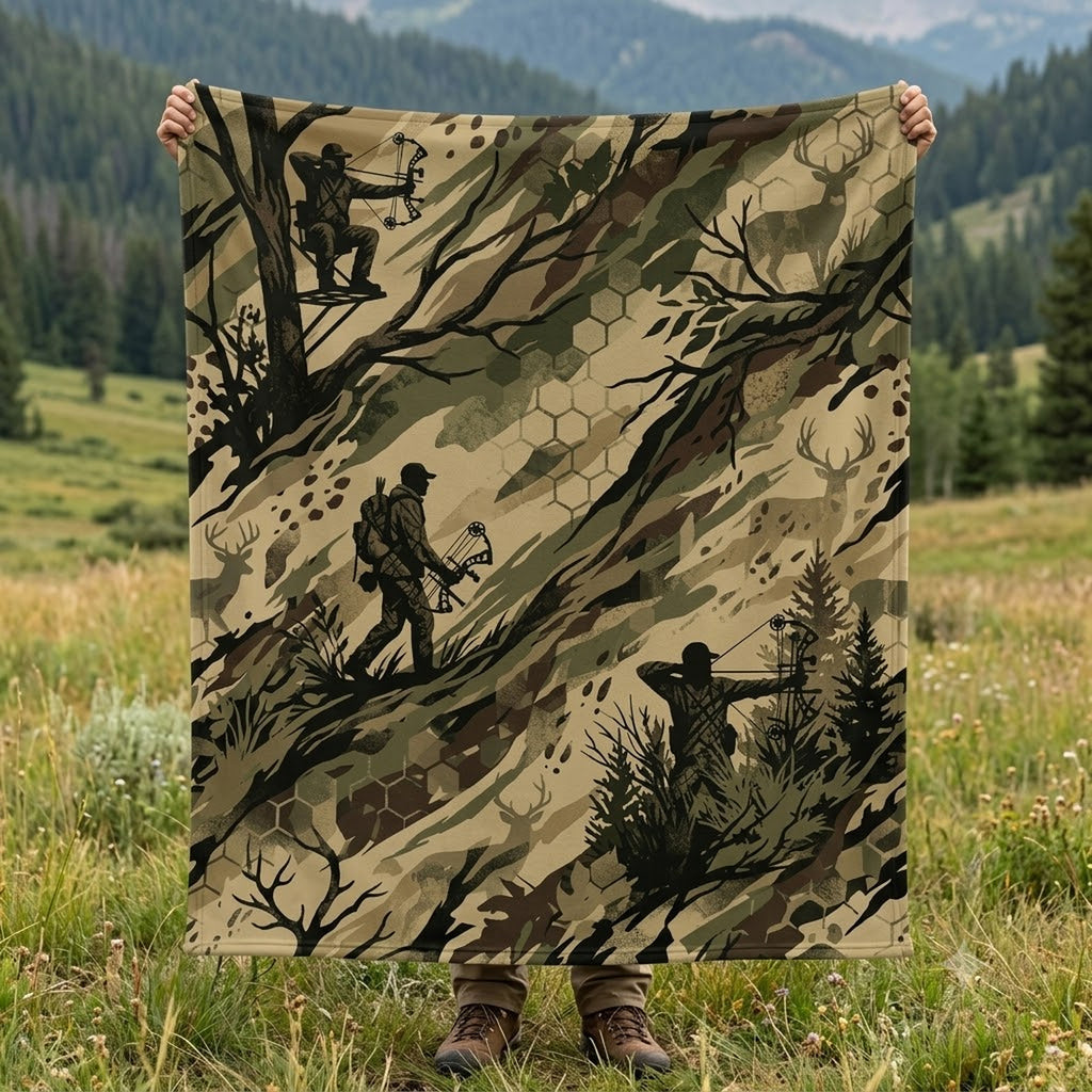 Hex Grass Stalk Fleece Blanket full print front