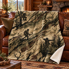 Hex Grass Stalk Fleece Blanket draped on a couch