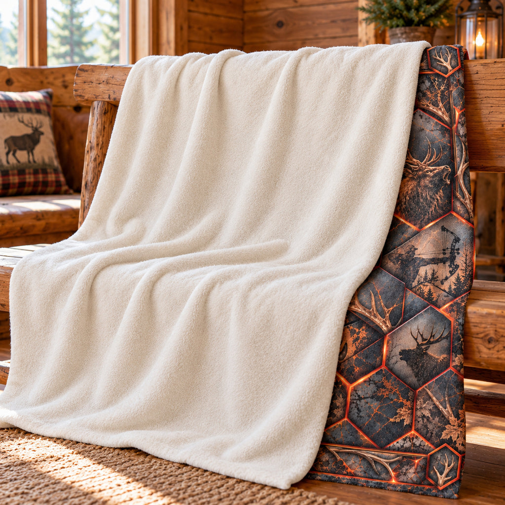 Lava Comb Bull Fleece Blanket sherpa back